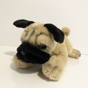 Vintage Animal Alley Pug Dog Plush Tan Black 13” Realistic Stuffed Animal Toy